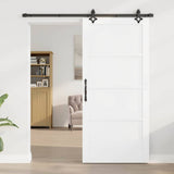 Sliding Door White and Black 93 x 202 cm Solid Pine Wood 3333515