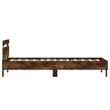 Bed Frame without Mattress with LED Lights Smoked Oak 75x190 cm 838754