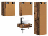 Bathroom Furniture Set 5 pcs Old Wood Engineered Wood and Glass 3407253
