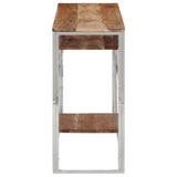 Console Table Silver Stainless Steel and Solid Acacia Wood 350007