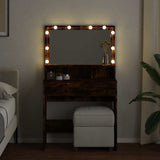 Dressing Table with LED Smoked Oak 80x41x134.5 cm 848189