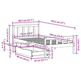 Bed Frame without Mattress Wax Brown 75x190 cm Small Single Solid Wood Pine 3301589