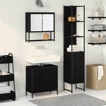 Bathroom Furniture Set with Door 3 pcs Black 33 x 33 x 185.5 cm 3334362