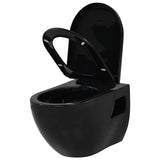 Wall-Hung Toilet with Concealed Cistern Ceramic Black 275792