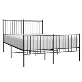Metal Bed Frame without Mattress with Footboard Black 140x190cm 350882