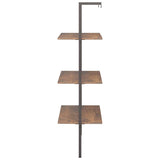 3-Tier Leaning Shelf Dark Brown and Black 64x35x120,5 cm 336380