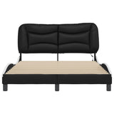 Bed Frame with LED without Mattress "Hvar" Black and White 140x190 cm 3213932