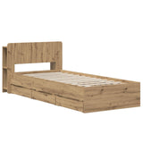 Bed Frame with Storage and Headboard Artisan Oak 90 x 200 cm 3445814