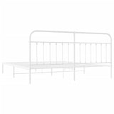 Bed Frame White Powder-Coated Steel Double Bed Frame 352634
