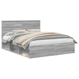 Bed Frame Grey Sonoma 160 x 200 cm Solid Pine Wood 3410988