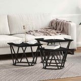 Coffee Table 3 pcs Black Oak Engineered Wood and Steel 868279