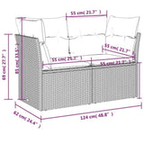 Garden Sofa with Cushion Brown 124 x 62 x 69 cm Poly Rattan 366226
