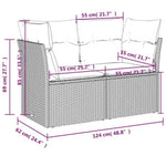 Garden Sofa 7 pcs Brown and red 124 x 62 x 69 cm Poly rattan 366240