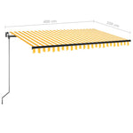 Manual Retractable Awning with LED 400x350 cm Yellow and White 3069183