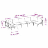 Garden Sofa Set with Cushion 7 pcs Black Steel 3378981