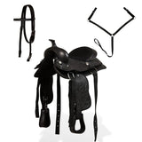 Western Saddle. Headstall&Breast Collar Real Leather 13" Black 91356