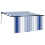 Retractable Awning Manual Blue and White 300 x 250 cm 3329913