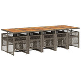 11 Piece Garden Dining Set with Cushions Grey Poly Rattan 3210758