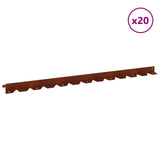 Lawn Edging 20 pcs 102 x 4 x 4 cm Steel Rusty 8008739
