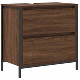 2 Piece Bathroom Furniture Set Brown Oak Engineered Wood 3328368