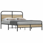 Bed Frame Without Mattress 140x190 cm Smoked Oak Engineered Wood 4100356