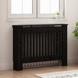 Radiator Cover Black Oak 112 x 19 x 81.5 cm Engineered Wood 884113