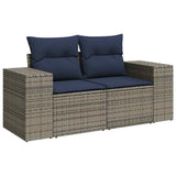 7 Piece Garden Sofa Set with Cushions Brown Poly Rattan Acacia 3327941