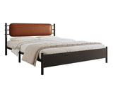 Metal 4ft6 double bed 135190cm, With a PU-upholstered headboard, Durable and Sturdy, Youth N604P390164B