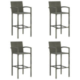 Bar Stool Set of 4 Grey PE rattan, powder-coated steel 313456