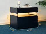 LED Nightstands Acrylic Board LED Bedside Tables for End Table with 3 Drawer Dresser for T3272P287614