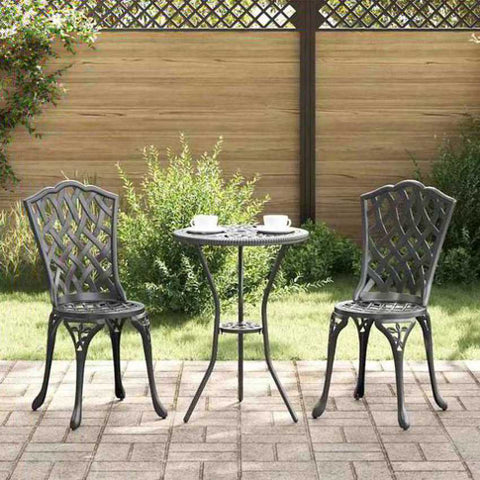Garden Bistro Set 3 pcs Black Aluminium 42002391