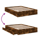 Bed Frame with Drawers without Mattress Smoked Oak 140x190 cm 3280689