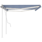 ZNTS Manual Retractable Awning with LED 4.5x3 m Blue and White 3069961