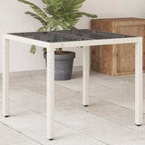 Garden Table with Glass Top White 90x90x75 cm Poly Rattan 368123