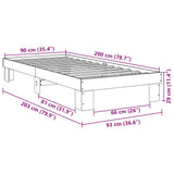 Bed Frame without Mattress 90x200 cm Solid Wood Oak 851948