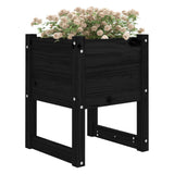 Planters 2 pcs Black 40x40x52.5 cm Solid Wood Pine 822116