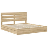 Storage Bed with Drawer Sonoma Oak 200 x 200 cm Engineered Wood 3411874
