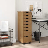 Rolling Cabinet with Drawers MOSS Honey Brown Solid Wood Pine 355894