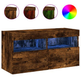 TV Wall Cabinet with LED Lights Smoked Oak 80x30x40 cm 837205
