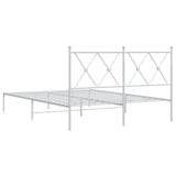Metal Bed Frame without Mattress with Headboard White 140x190cm 376551