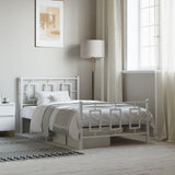 Metal Bed Frame without Mattress with Footboard White 100x200cm 374303