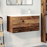 Sink Cabinet with Built-in Basin and Faucet Old Wood 3328935