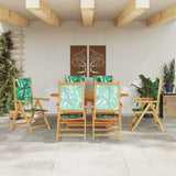 Garden Dining Set Folding 7 pcs Leaf Pattern Solid Acacia Wood 3375751