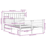 Bookcase Bed without Mattress White 140x190 cm Solid Wood Pine 3321931