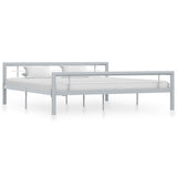 Bed Frame without Mattress Grey and White Metal 180x200 cm Super King 284561