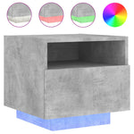 ZNTS Bedside Cabinet with LED Lights Concrete Grey 40x39x37 cm 836804