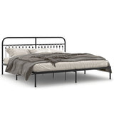 Metal Bed Frame without Mattress with Headboard Black 193x203cm 376606