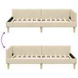 Corner Bed Frame with Headboard Cream 100 x 200 cm Fabric 42016131