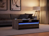 Coffee Table with LED Lights Brown Oak Engineered Wood 851997