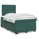 Box Spring Bed with Mattress Dark Green 120x190 cm Small Double Velvet 3290867